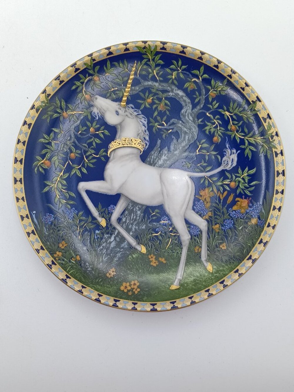 Rare Vintage Plate,Hutschenreuth Germany 1985-1989, Unicorn in Dreamer's Garden